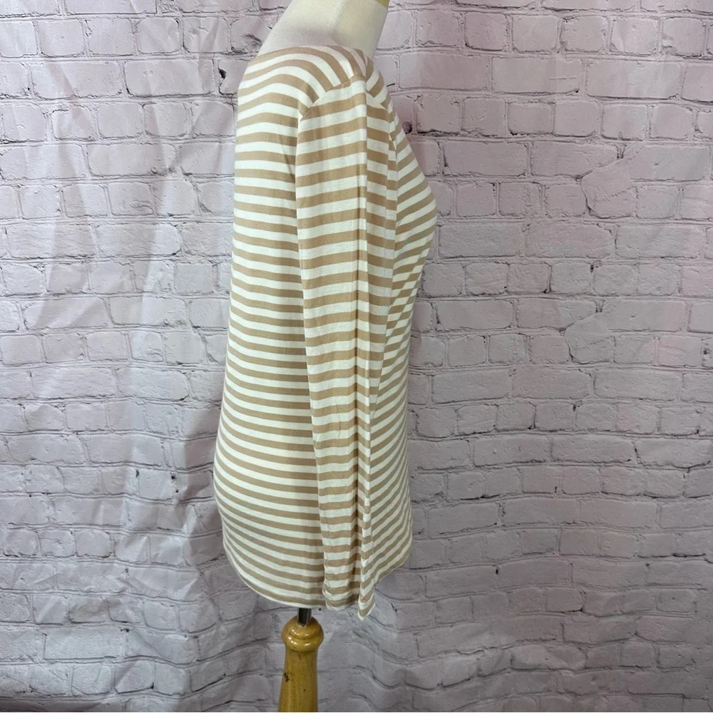 white house black market WHBM striped tee tunic women M neutral minimalist layer - Picture 2 of 10